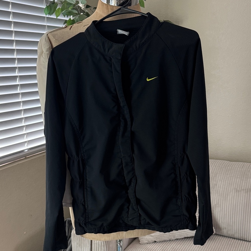Nike Women's Black Bomber Jacket with Yellow Logo